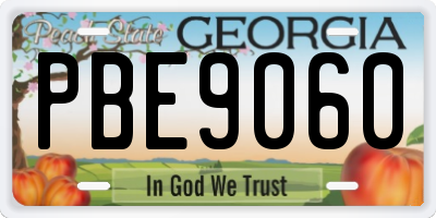 GA license plate PBE9060