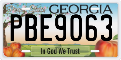 GA license plate PBE9063