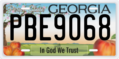 GA license plate PBE9068