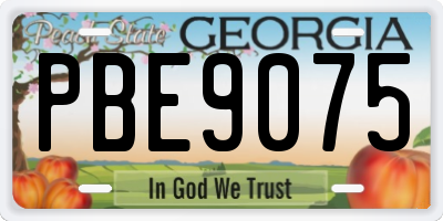 GA license plate PBE9075