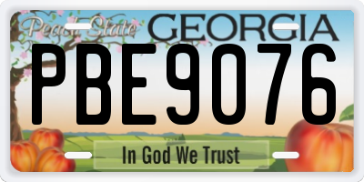 GA license plate PBE9076