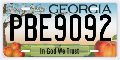 GA license plate PBE9092