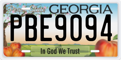 GA license plate PBE9094