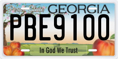 GA license plate PBE9100
