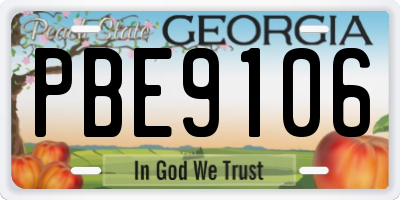 GA license plate PBE9106