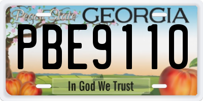 GA license plate PBE9110