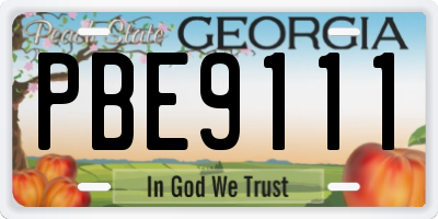 GA license plate PBE9111