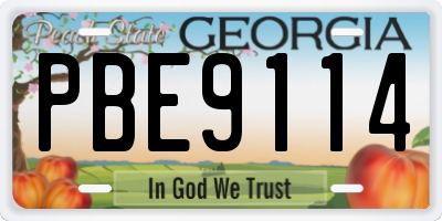 GA license plate PBE9114