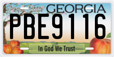 GA license plate PBE9116