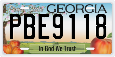 GA license plate PBE9118