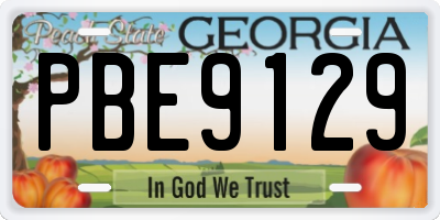 GA license plate PBE9129