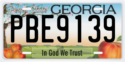 GA license plate PBE9139