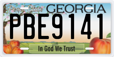 GA license plate PBE9141