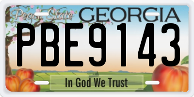 GA license plate PBE9143