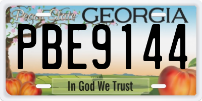 GA license plate PBE9144
