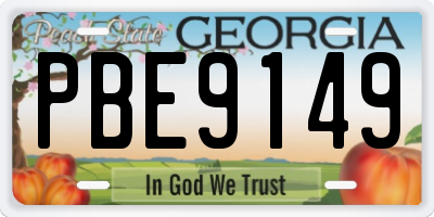 GA license plate PBE9149