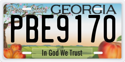 GA license plate PBE9170