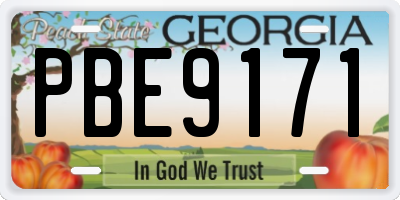 GA license plate PBE9171