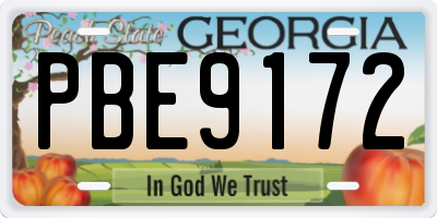 GA license plate PBE9172