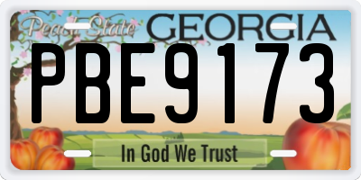 GA license plate PBE9173