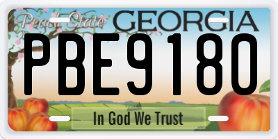 GA license plate PBE9180