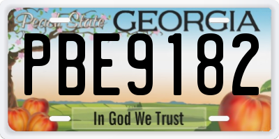 GA license plate PBE9182