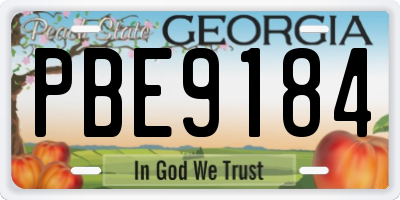 GA license plate PBE9184