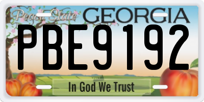 GA license plate PBE9192