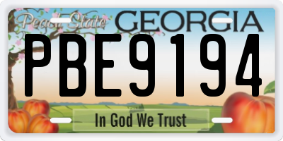 GA license plate PBE9194