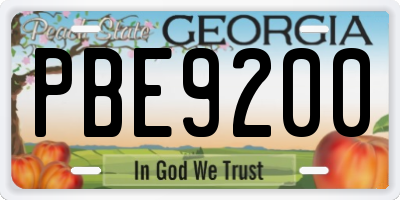 GA license plate PBE9200