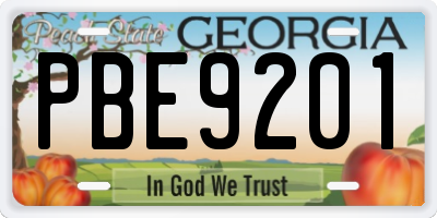 GA license plate PBE9201
