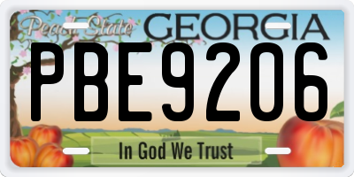 GA license plate PBE9206