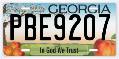 GA license plate PBE9207