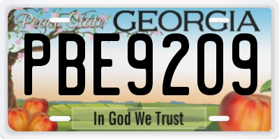 GA license plate PBE9209