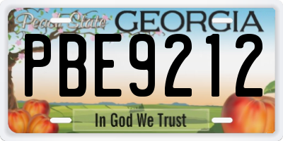 GA license plate PBE9212