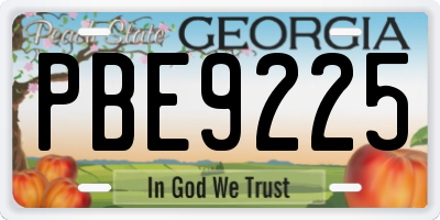 GA license plate PBE9225