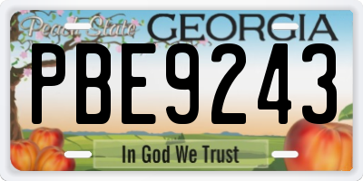 GA license plate PBE9243