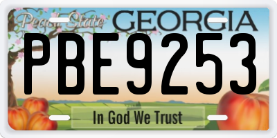 GA license plate PBE9253