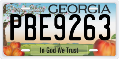 GA license plate PBE9263