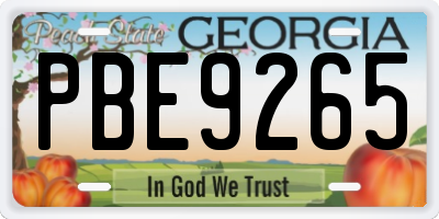 GA license plate PBE9265