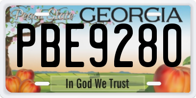 GA license plate PBE9280