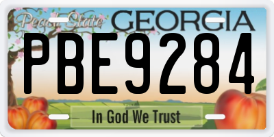 GA license plate PBE9284