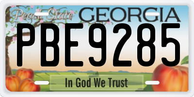 GA license plate PBE9285