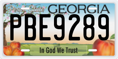GA license plate PBE9289