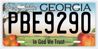 GA license plate PBE9290