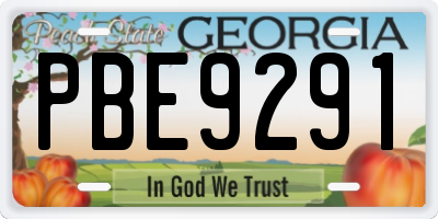 GA license plate PBE9291