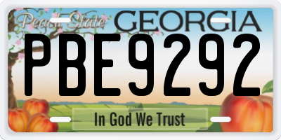 GA license plate PBE9292