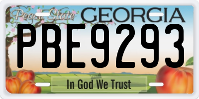 GA license plate PBE9293
