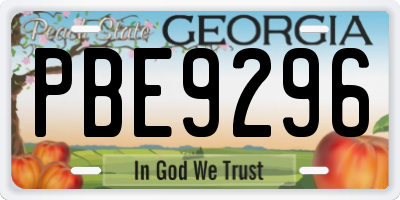 GA license plate PBE9296