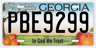GA license plate PBE9299